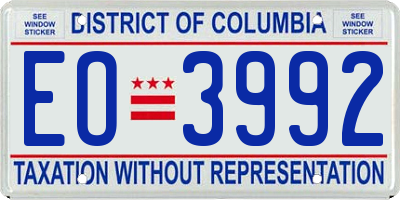 DC license plate EO3992