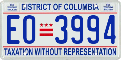 DC license plate EO3994