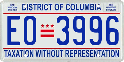 DC license plate EO3996