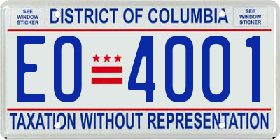 DC license plate EO4001