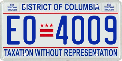 DC license plate EO4009