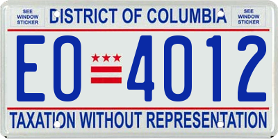 DC license plate EO4012