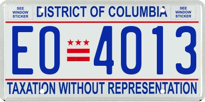 DC license plate EO4013