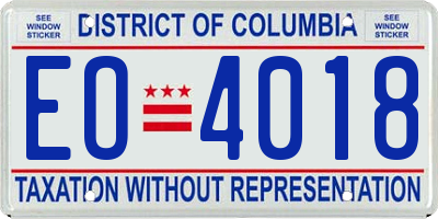 DC license plate EO4018