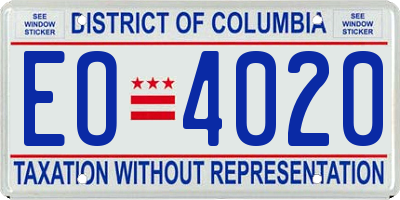 DC license plate EO4020