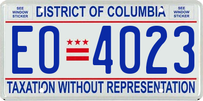 DC license plate EO4023