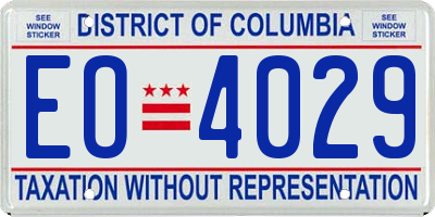 DC license plate EO4029