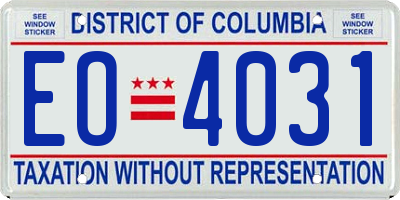 DC license plate EO4031