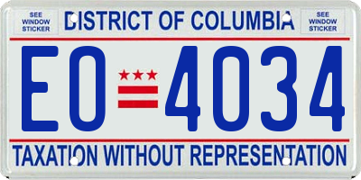 DC license plate EO4034