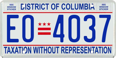 DC license plate EO4037