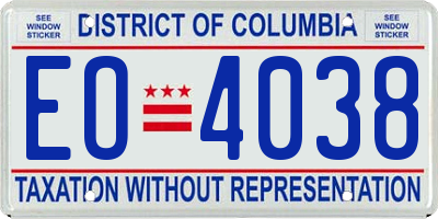 DC license plate EO4038