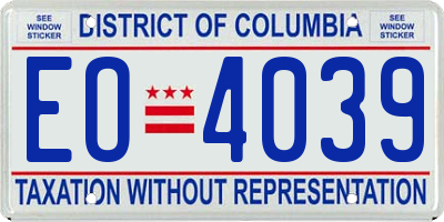 DC license plate EO4039