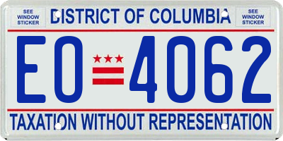 DC license plate EO4062