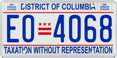 DC license plate EO4068