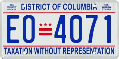 DC license plate EO4071