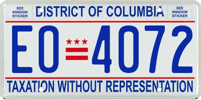 DC license plate EO4072