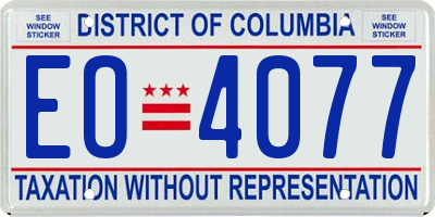 DC license plate EO4077