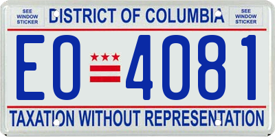 DC license plate EO4081