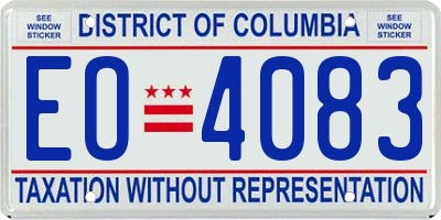 DC license plate EO4083