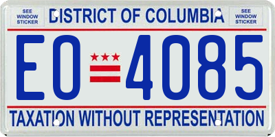 DC license plate EO4085