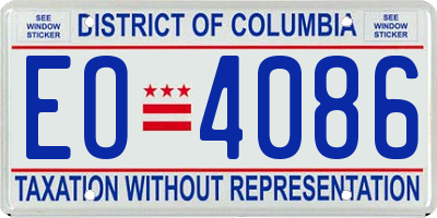 DC license plate EO4086