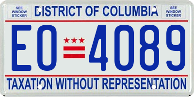 DC license plate EO4089