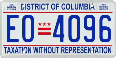 DC license plate EO4096