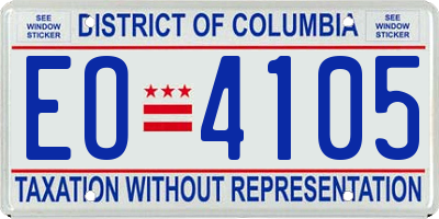 DC license plate EO4105