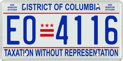 DC license plate EO4116