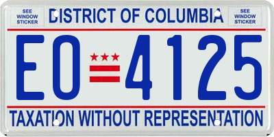 DC license plate EO4125