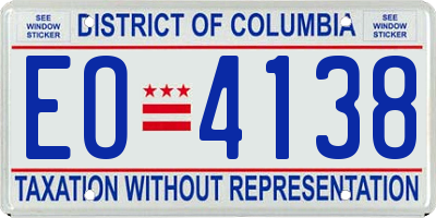 DC license plate EO4138