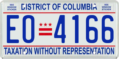 DC license plate EO4166