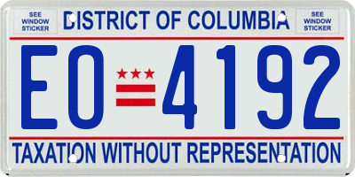 DC license plate EO4192