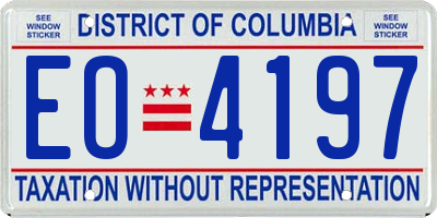 DC license plate EO4197