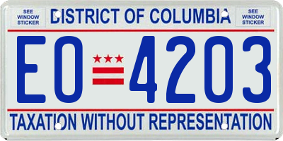 DC license plate EO4203