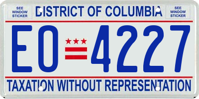 DC license plate EO4227