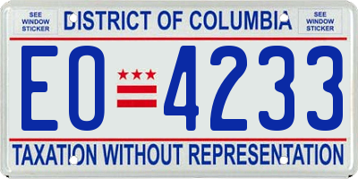 DC license plate EO4233