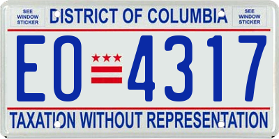 DC license plate EO4317