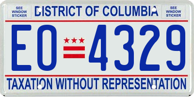 DC license plate EO4329