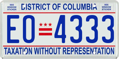 DC license plate EO4333