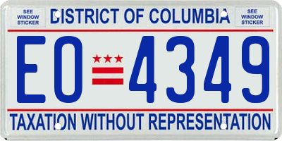 DC license plate EO4349