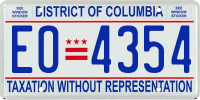 DC license plate EO4354