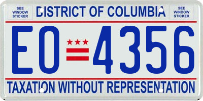 DC license plate EO4356