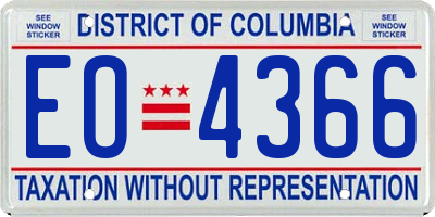 DC license plate EO4366