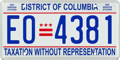 DC license plate EO4381
