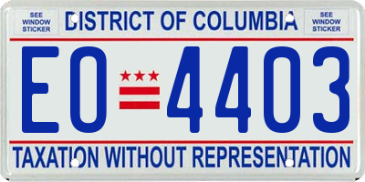 DC license plate EO4403