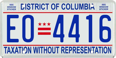 DC license plate EO4416
