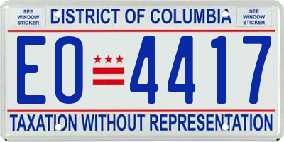 DC license plate EO4417