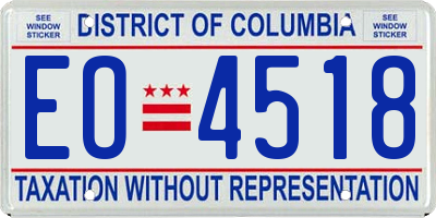 DC license plate EO4518