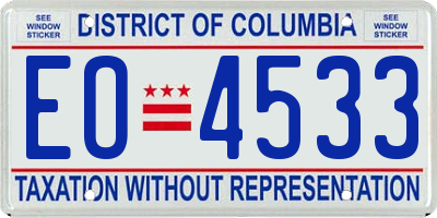 DC license plate EO4533